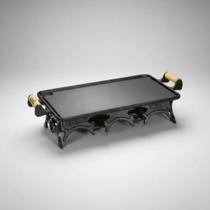 Réchaud Grande 2 Fogareiro 46cm com Alças de Madeira todo em Ferro Fundido Ideal para Restaurantes e Bar