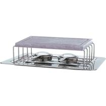 Réchaud HARA Barcelona 2 Queimadores Inox para Fondue na Pedra Sabão Retangular