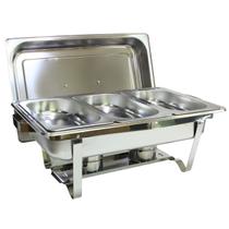 Rechaud Inox 8 Litros 1/3 Panelas Banho Maria 3 Cuba Buffet 7335-03 - JMA Inox