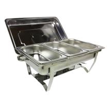 Rechaud Inox 8 Litros 1/3 Panelas Banho Maria 3 Cubas Buffet