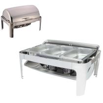 Rechaud Inox 9 Litros GN1/3 Luxo COM Tampa Giratória +3 Cubas