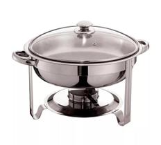 Rechaud Inox redondo 5 litros tampa de vidro banho maria Richoa