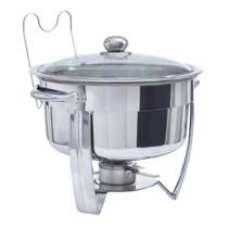 Rechaud inox redondo 6l tampa de vidro temperado banho maria e queimador alcool gel Rechaud inox redondo 6l tampa de vidro temperado banho maria e queimador alcool gel