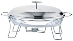 Rechaud Oval 2,4L em Vidro com Tampa em Aço Inox Mimo Style 9546 - RD23364 Rechaud Oval 2,4L em Vidro com Tampa em Aço Inox Mimo Style 9546 - RD23364