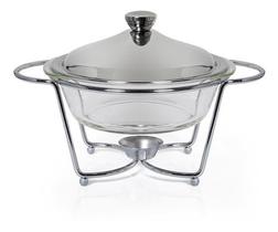 Rechaud Panela Redondo Em Vidro Com Alça Em Inox Gourmet Mix