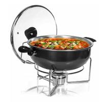 Rechaud Preto A Álcool Com Tampa De Vidro 6,5l