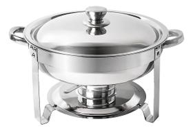 Rechaud Redondo 4L Inox com Cuba Comida, Água e Tampa - Revomax