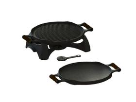 Rechaud Redondo Dupla Face Ferro Alça Silicone Preta