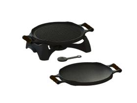 Rechaud Redondo Dupla Face Ferro Alça Silicone Preta