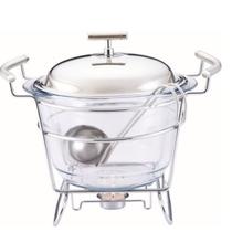Rechaud Redondo para Sopa 4lt Vidro com Suporte Tampa e Concha Inox Fracalanza Rechaud Redondo para Sopa 4lt Vidro com Suporte Tampa e Concha Inox Fracalanza