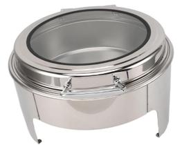 Rechaud Redondo Prata em Aço Inoxidável com Tampa de Vidro 6L Haut Rechaud Redondo Prata em Aço Inoxidável com Tampa de Vidro 6L Haut