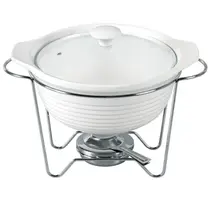 Rechaud Redondo Travessa Cerâmica Com Queimador 2,3 Litros Tampa De Vidro Rechaud Redondo Travessa Cerâmica Com Queimador 2,3 Litros Tampa De Vidro