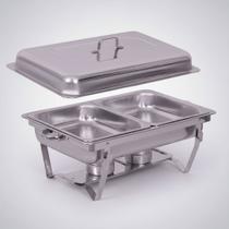 Rechaud Retangular 12 L Com 2 Cubas Banho Maria Inox 12 Litros Banho Maria Panelas Buffet Rechaud Retangular 12 L Com 2 Cubas Banho Maria Inox 12 Litros Banho Maria Panelas Buffet