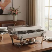 Rechaud Retangular 12 L Com 3 Cubas Banho Maria Inox 12 Litros Banho Maria Panelas Buffet