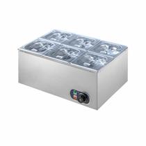 Rechaud Retangular 12 L Com 6 Cubas 1/6 Aço Inox Zprc06