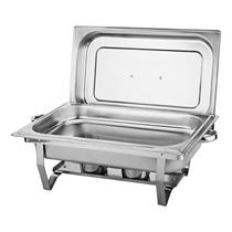 Rechaud Retangular Aço Inox 201 9 Litros Com 1 Cuba Buffet Banho Maria Panelas Brinovar
