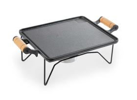 Réchaud Retangular Chapa de Ferro Fundido Fondue Carne Forma