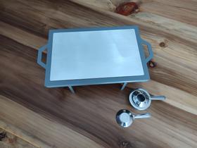 Rechaud Retangular Cinza Chapa Alumínio 41 x 28cm