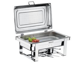 Rechaud Retangular Duplo 8L com 2 Cubas 1/2 Banho Maria Aço Inox Savoy Brinox