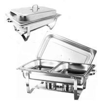 Rechaud Retangular Duplo Inox 2 Cubas 1/2 9,5 L Buffets - BT SHOP