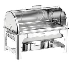 Rechaud retangular em aco inox banho maria tampa giratoria com fogareiro cuba 1 1 9 l tramontina