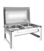 Rechaud retangular em aco inox banho maria tampa removivel cuba 1 2 8,4 l tramontina