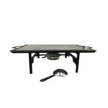 RECHAUD RETANGULAR EM AÇO PRETO COM CHAPA DIFUSORA DE CALOR EM ALUMINIO 50CM x 28CM QUEIMADOR INOX CAPACIDADE 150 ML