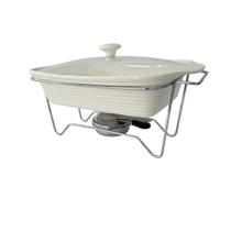 Rechaud retangular em cerâmica suporte aço inox