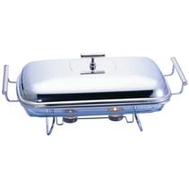 Rechaud retangular em vidro com tampa em aço inox 3L P46xL24,5xA19,5cm Rechaud retangular em vidro com tampa em aço inox 3L P46xL24,5xA19,5cm