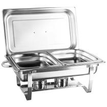 Rechaud Retangular Inox 9 L 2 Cubas 1/2x65mm Tampa Removível