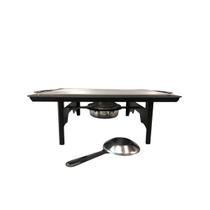 Rechaud Retangular preto37cm x 27cm base cromada chapa alumínio queimador aço inox Ravinox Rechaud Retangular preto37cm x 27cm base cromada chapa alumínio queimador aço inox Ravinox