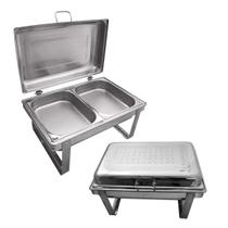 Rechaud Retangular Savoy 2 Cubas 23x57x36cm em Aço Inoxidável 1098/202 Brinox Rechaud Retangular Savoy 2 Cubas 23x57x36cm em Aço Inoxidável 1098/202 Brinox