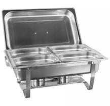 Rechaud RM Retangular em Aço Inox Banho com 4 Cubas e Fogareiro 11 L Buffet