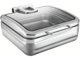 Rechaud Tramontina Banho Maria Retangular em Aço Inox com Tampa Basculante e Cuba GN 2/3 5,5 L