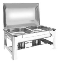 Rechaud Tramontina Retangular Aço Inox 8,4l 2 Cubas C/ Tampa Rechaud Tramontina Retangular Aço Inox 8,4l 2 Cubas C/ Tampa