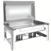 Rechaud Tramontina Retangular em Aço Inox Banho Maria Tampa Removível com Fogareiro Cuba GN 1/1 9 L