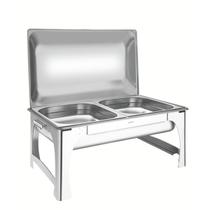 Rechaud Tramontina Retangular em Aço Inox Banho Maria Tampa Removível Cuba GN 1/2 8,4 L