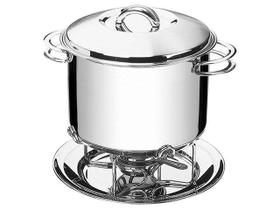 Rechaud Tramontina Solar em Aço Inox Fundo Triplo com Fogareiro e Tampa de Inox 6,1 L 65500670