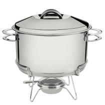 Rechaud Tramontina Solar em Aço Inox Fundo Triplo com Fogareiro e Tampa de Inox 6,1 L 65500670