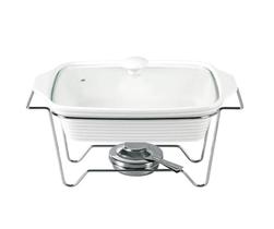 Rechaud travessa retangular 42cm porcelana com queimador Rechaud travessa retangular 42cm porcelana com queimador