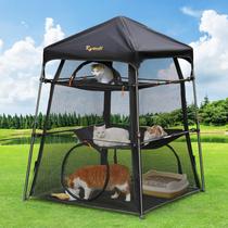 Recinto externo para gatos Rywell de 3 níveis, espaçoso, com 5 janelas