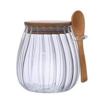 Recipiente De Açúcar De Vidro Com Colher Para Armazenamento De Cozinha De Creme De Especiarias De