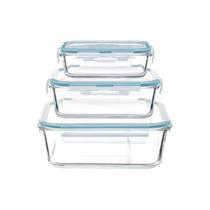 Recipiente de armazenamento de alimentos de vidro hermético 410mL 680mL 1040mL x3