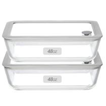 Recipiente de armazenamento de alimentos EcoEvo Glass 48 onças, conjunto de 2 com tampa Recipiente de armazenamento de alimentos EcoEvo Glass 48 onças, conjunto de 2 com tampa