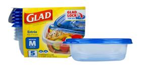 Recipiente de armazenamento de alimentos GladWare Entree 750mL (5 conjuntos) Recipiente de armazenamento de alimentos GladWare Entree 750mL (5 conjuntos)