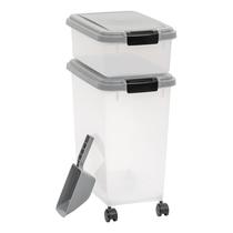 Recipiente de armazenamento de alimentos para cães Amazon Basics 33L + 12L com colher