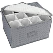 Recipiente de armazenamento de taças LotFancy Deluxe acolchoado cinza