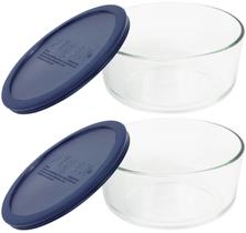 Recipiente de armazenamento Pyrex, prato redondo de 4 xícaras com tampa de plástico x2 Recipiente de armazenamento Pyrex, prato redondo de 4 xícaras com tampa de plástico x2