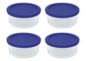 Recipiente de armazenamento Pyrex Storage, prato redondo de 4 xícaras x4 Recipiente de armazenamento Pyrex Storage, prato redondo de 4 xícaras x4