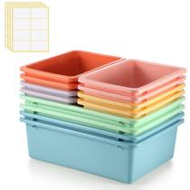 Recipiente de armazenamento Zonon Plastic Cubby Bins 12 unidades com etiqueta Recipiente de armazenamento Zonon Plastic Cubby Bins 12 unidades com etiqueta